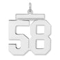 Polished Number 58 Charm Pendant in Real 925 Sterling Silver