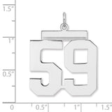 Polished Number 59 Charm Pendant in Real 925 Sterling Silver