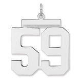 Polished Number 59 Charm Pendant in Real 925 Sterling Silver