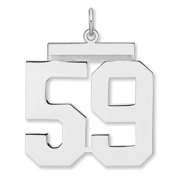 Polished Number 59 Charm Pendant in Real 925 Sterling Silver