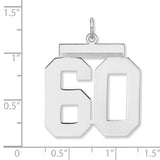 Polished Number 60 Charm Pendant in Real 925 Sterling Silver
