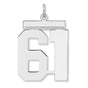 Polished Number 61 Charm Pendant in Real 925 Sterling Silver