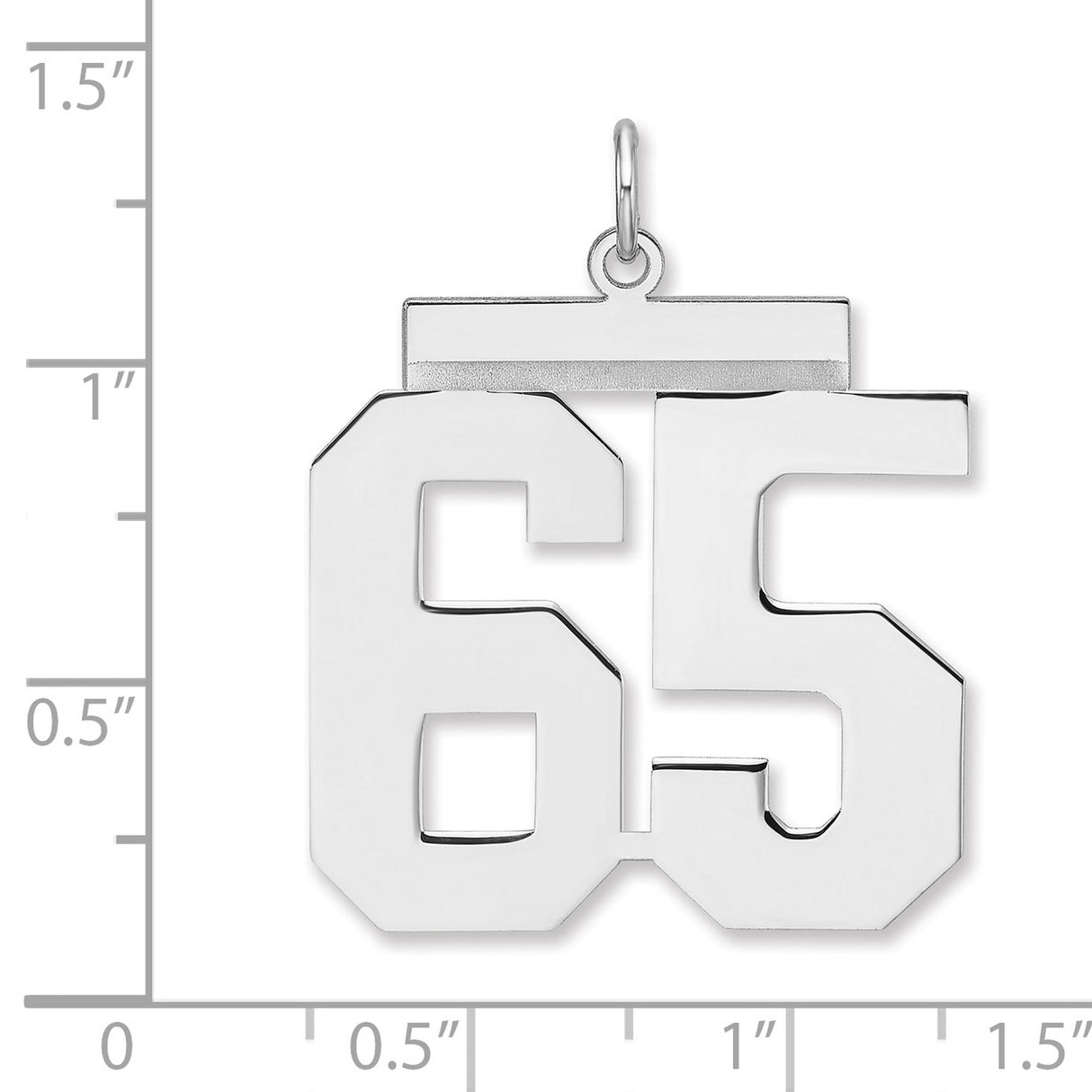 Polished Number 65 Charm Pendant in Real 925 Sterling Silver