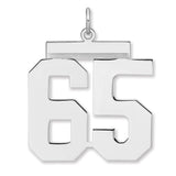 Polished Number 65 Charm Pendant in Real 925 Sterling Silver