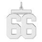 Polished Number 66 Charm Pendant in Real 925 Sterling Silver