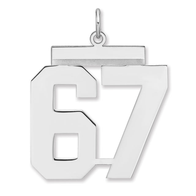 Polished Number 67 Charm Pendant in Real 925 Sterling Silver