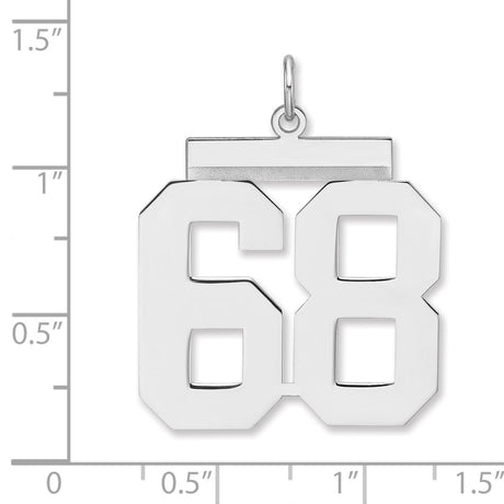 Polished Number 68 Charm Pendant in Real 925 Sterling Silver