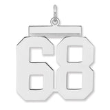 Polished Number 68 Charm Pendant in Real 925 Sterling Silver