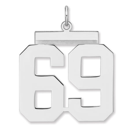 Polished Number 69 Charm Pendant in Real 925 Sterling Silver