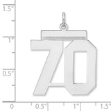 Polished Number 70 Charm Pendant in Real 925 Sterling Silver
