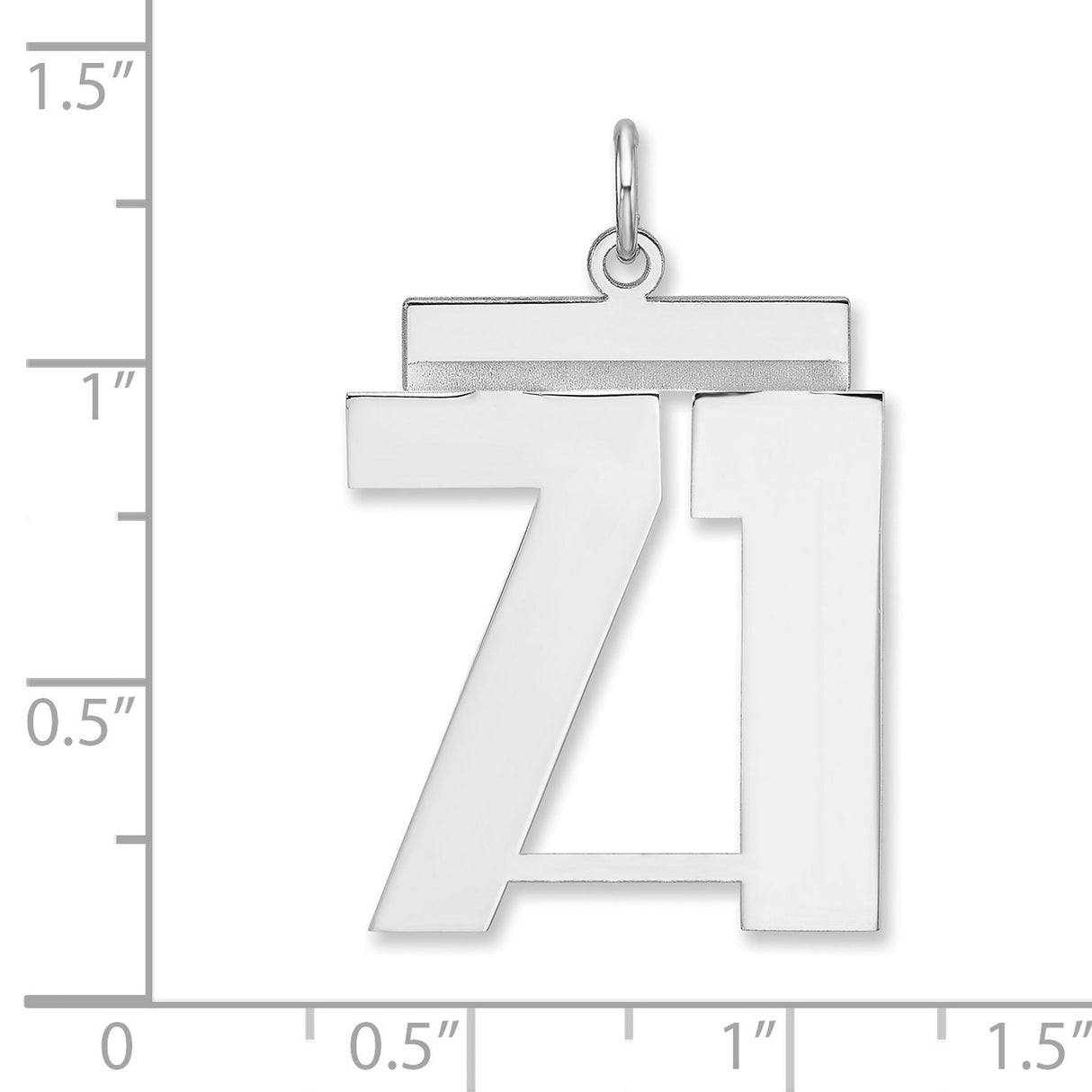 Polished Number 71 Charm Pendant in Real 925 Sterling Silver