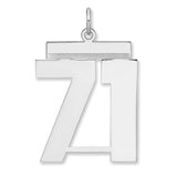 Polished Number 71 Charm Pendant in Real 925 Sterling Silver