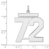 Polished Number 72 Charm Pendant in Real 925 Sterling Silver