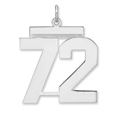 Polished Number 72 Charm Pendant in Real 925 Sterling Silver