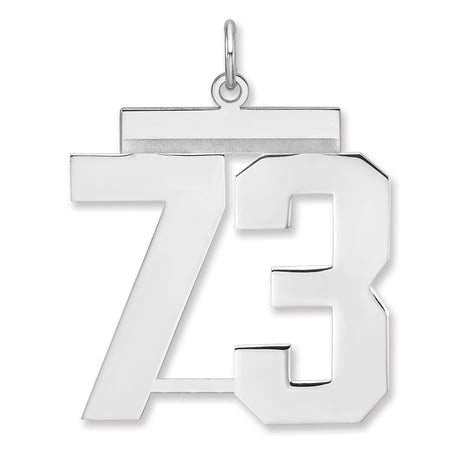 Polished Number 73 Charm Pendant in Real 925 Sterling Silver