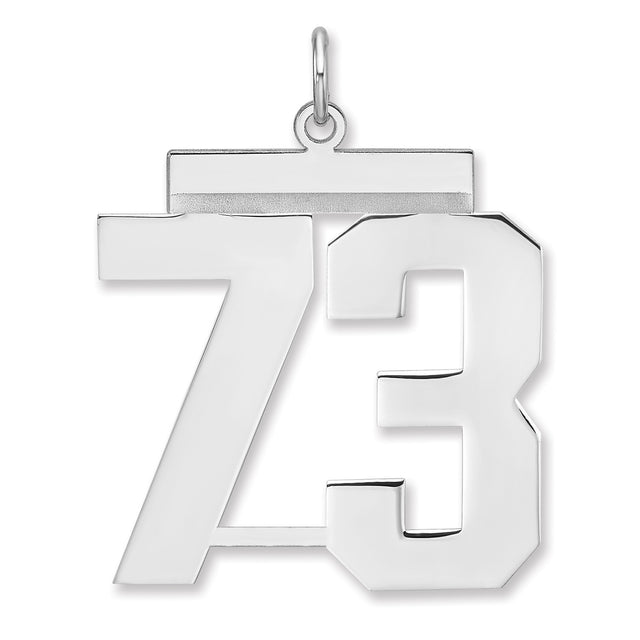 Polished Number 73 Charm Pendant in Real 925 Sterling Silver