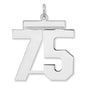 Polished Number 75 Charm Pendant in Real 925 Sterling Silver