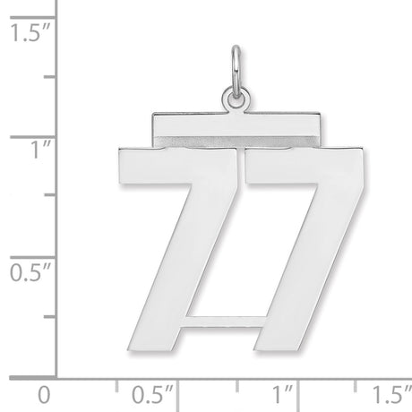 Polished Number 77 Charm Pendant in Real 925 Sterling Silver
