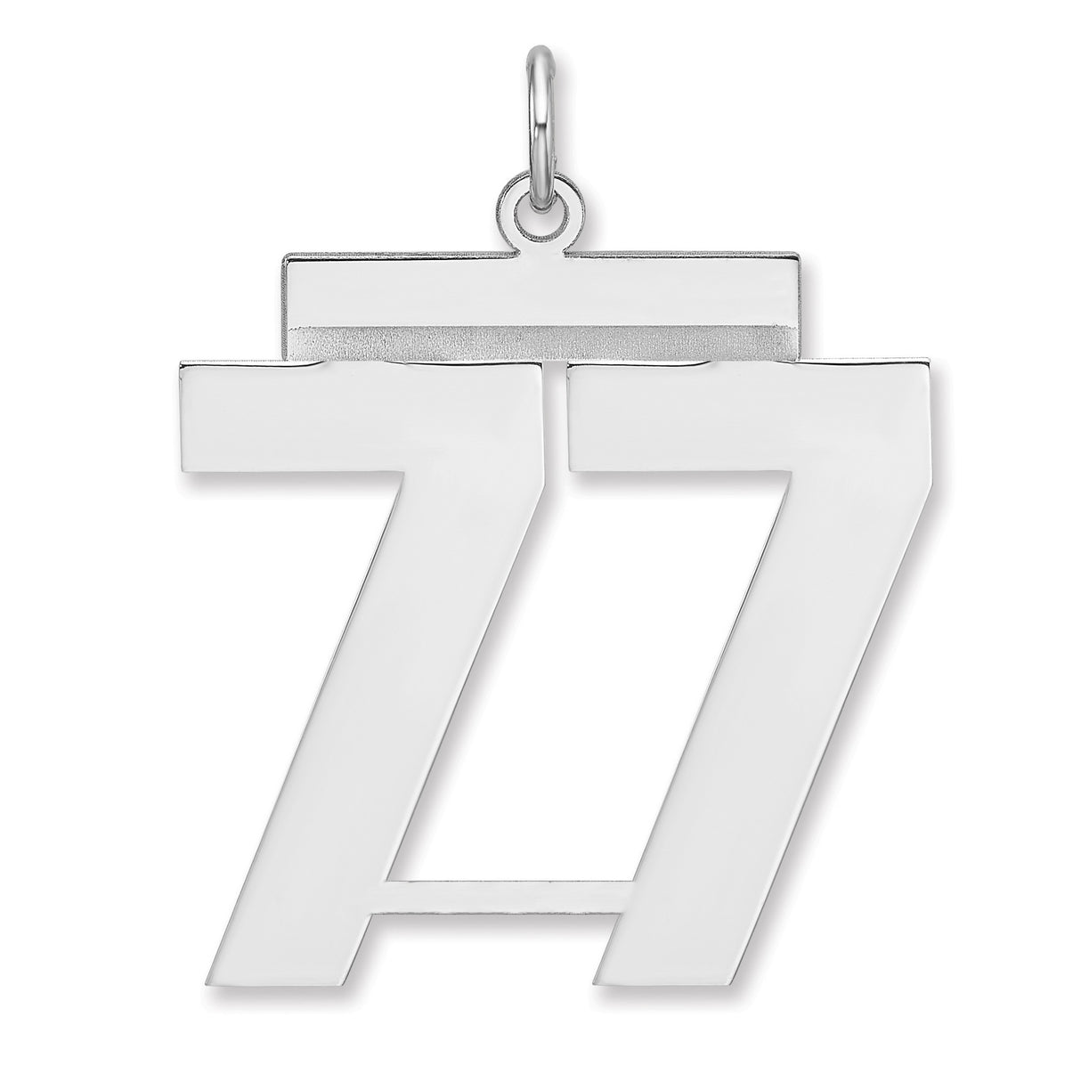 Polished Number 77 Charm Pendant in Real 925 Sterling Silver