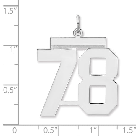 Polished Number 78 Charm Pendant in Real 925 Sterling Silver