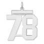 Polished Number 78 Charm Pendant in Real 925 Sterling Silver