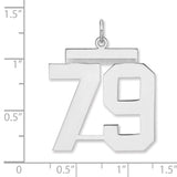 Polished Number 79 Charm Pendant in Real 925 Sterling Silver