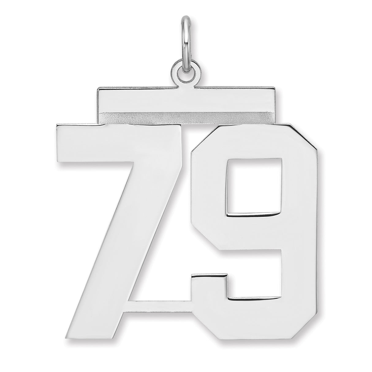 Polished Number 79 Charm Pendant in Real 925 Sterling Silver