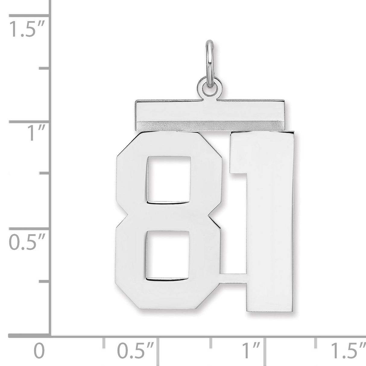 Polished Number 81 Charm Pendant in Real 925 Sterling Silver