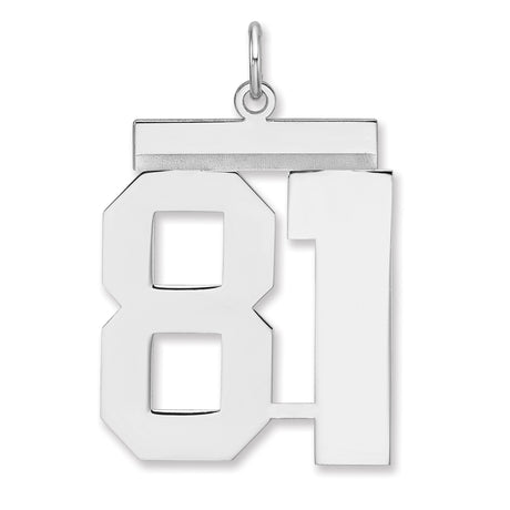 Polished Number 81 Charm Pendant in Real 925 Sterling Silver