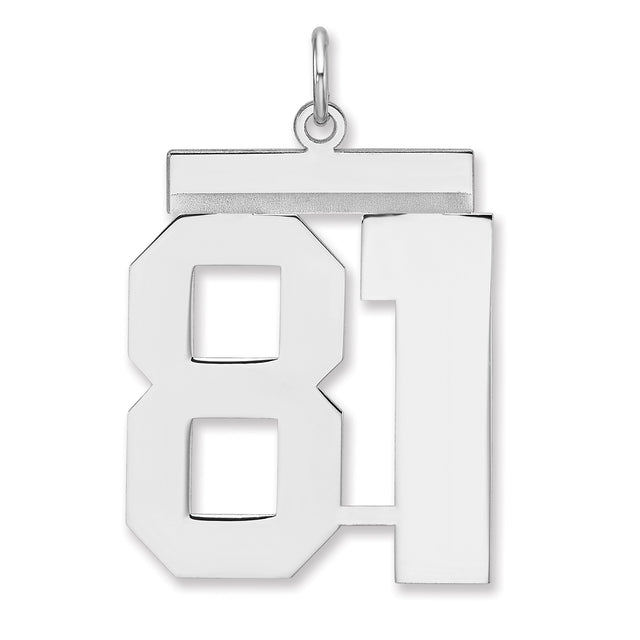 Polished Number 81 Charm Pendant in Real 925 Sterling Silver