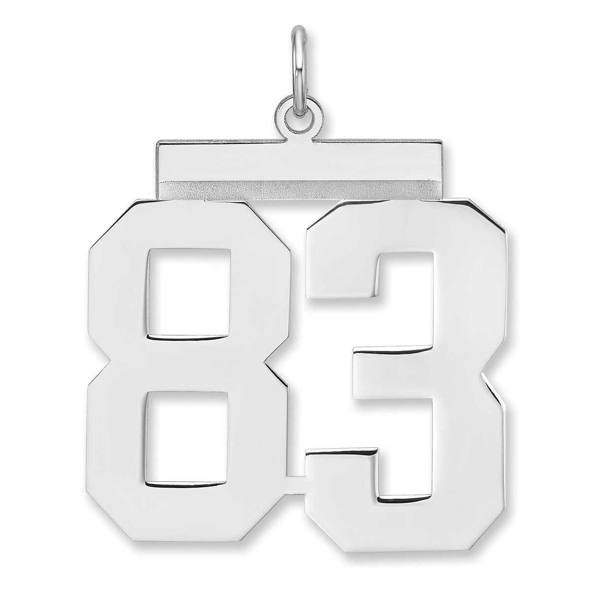 Polished Number 83 Charm Pendant in Real 925 Sterling Silver