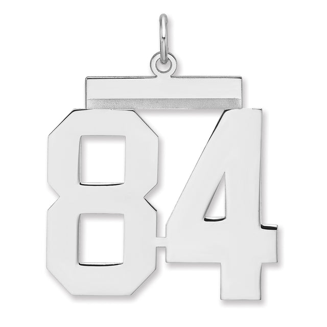Polished Number 84 Charm Pendant in Real 925 Sterling Silver