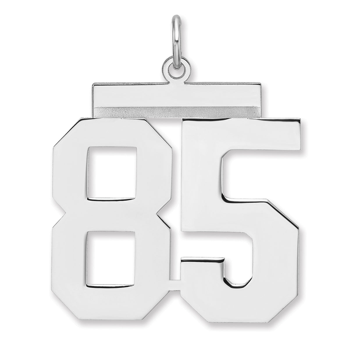 Polished Number 85 Charm Pendant in Real 925 Sterling Silver