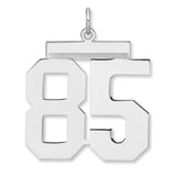 Polished Number 85 Charm Pendant in Real 925 Sterling Silver