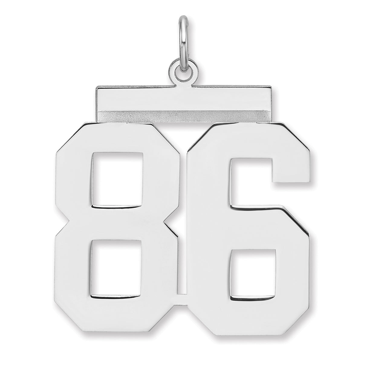Polished Number 86 Charm Pendant in Real 925 Sterling Silver