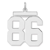 Polished Number 86 Charm Pendant in Real 925 Sterling Silver