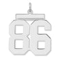 Polished Number 86 Charm Pendant in Real 925 Sterling Silver