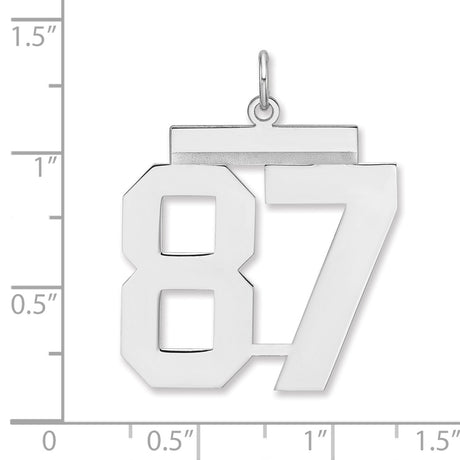 Polished Number 87 Charm Pendant in Real 925 Sterling Silver