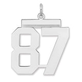 Polished Number 87 Charm Pendant in Real 925 Sterling Silver