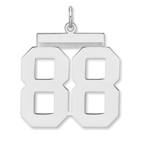 Polished Number 88 Charm Pendant in Real 925 Sterling Silver