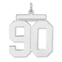 Polished Number 90 Charm Pendant in Real 925 Sterling Silver
