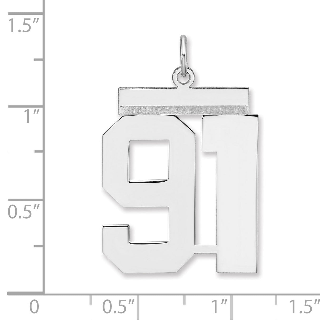 Polished Number 91 Charm Pendant in Real 925 Sterling Silver