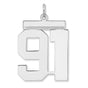 Polished Number 91 Charm Pendant in Real 925 Sterling Silver