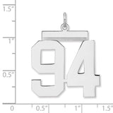 Polished Number 94 Charm Pendant in Real 925 Sterling Silver