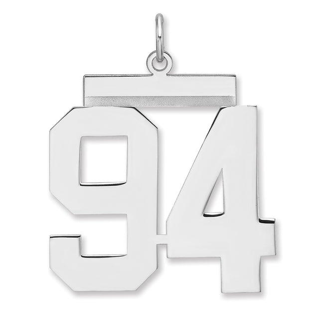 Polished Number 94 Charm Pendant in Real 925 Sterling Silver