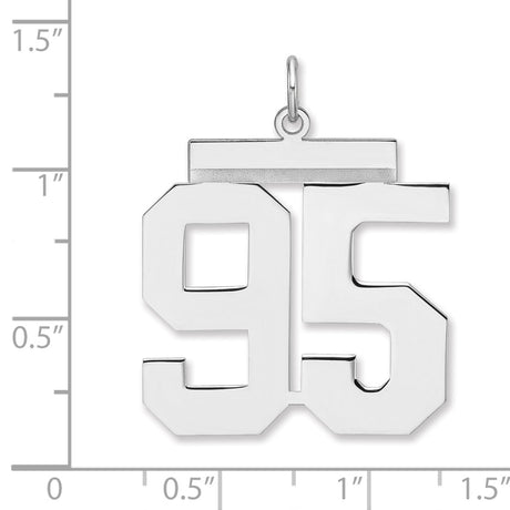 Polished Number 95 Charm Pendant in Real 925 Sterling Silver