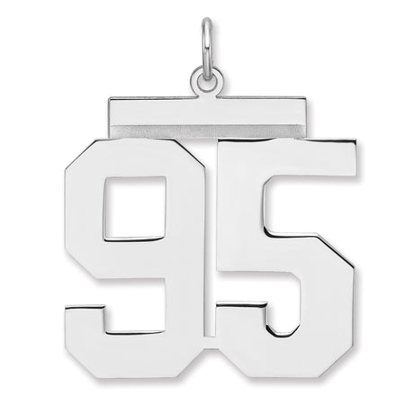 Polished Number 95 Charm Pendant in Real 925 Sterling Silver