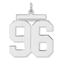 Polished Number 96 Charm Pendant in Real 925 Sterling Silver
