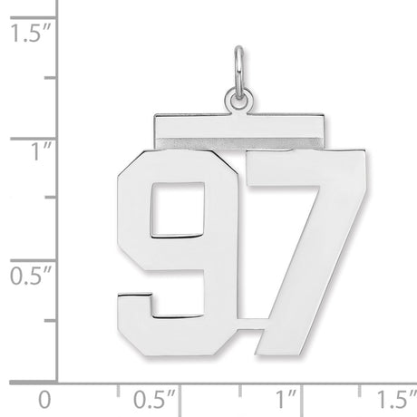Polished Number 97 Charm Pendant in Real 925 Sterling Silver