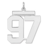 Polished Number 97 Charm Pendant in Real 925 Sterling Silver